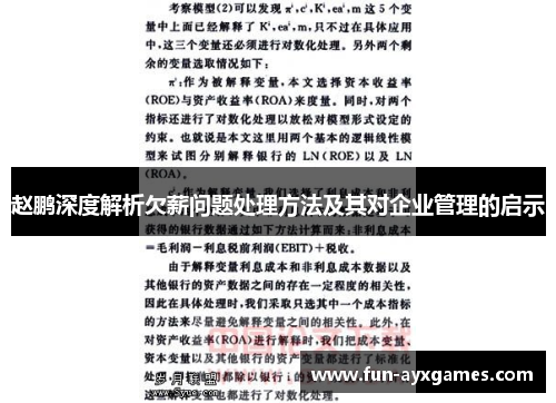 赵鹏深度解析欠薪问题处理方法及其对企业管理的启示 赵鹏深度解析欠薪问题处理方法及其对企业管理的启示